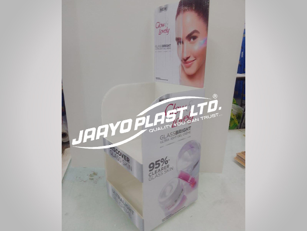 Printed two-tier cosmetics counter display in PP corrugated sheet