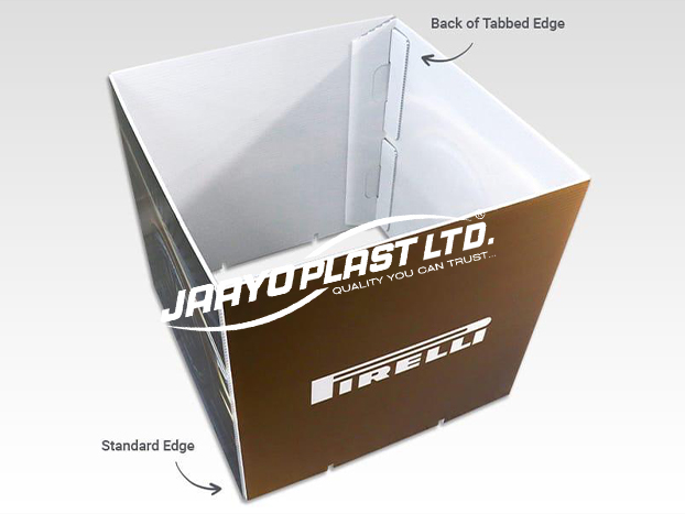 Inside of a PP display cube showing the back of the tabbed edge