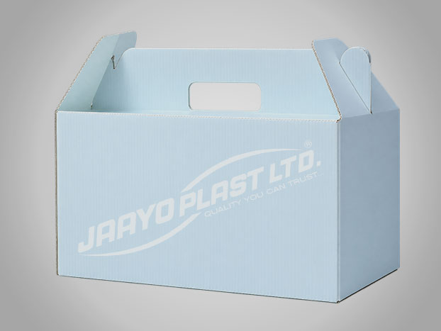 Light-blue PP carry box with cut-out handle