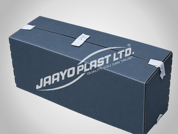 Grey PP box with metal corner clips