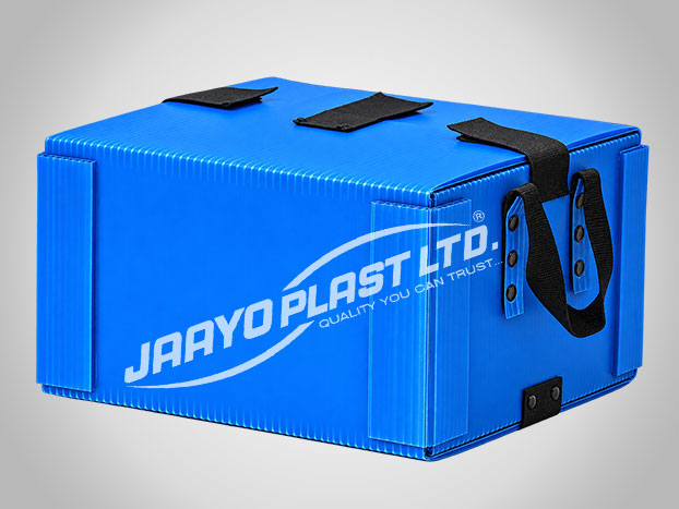 Blue PP box with velcro straps and carry handles
