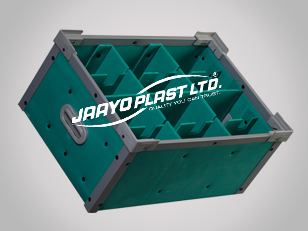 Blue returnable containers made from PP sheet