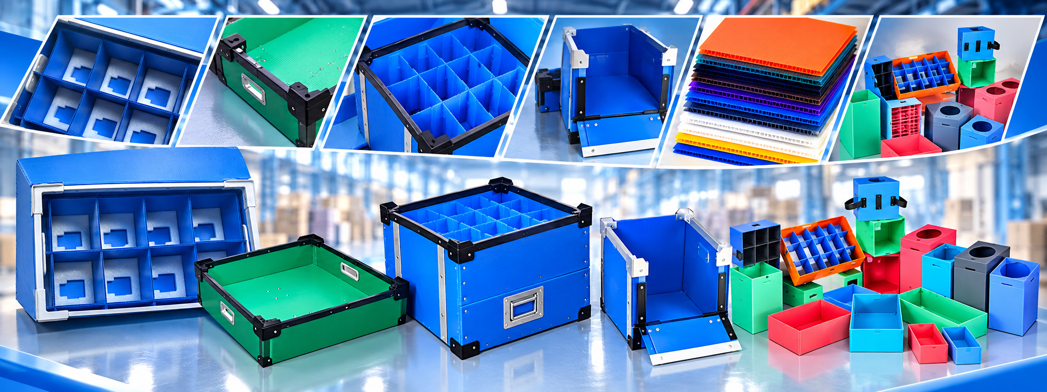 Reusable packaging boxes and trays fabricated from PP corrugated sheet